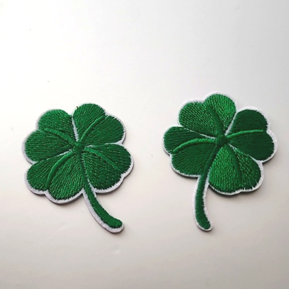 Embroidered 4 Leaf Clover iron 2 Piece  On Patch  St Patrick's Day